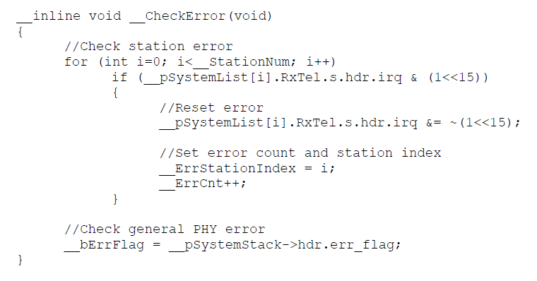 Darstellung der zyklischen EtherCAT-Fehlererkennung mit Anzeige von IRQ-Status und Arbeitszähler-Abweichungen