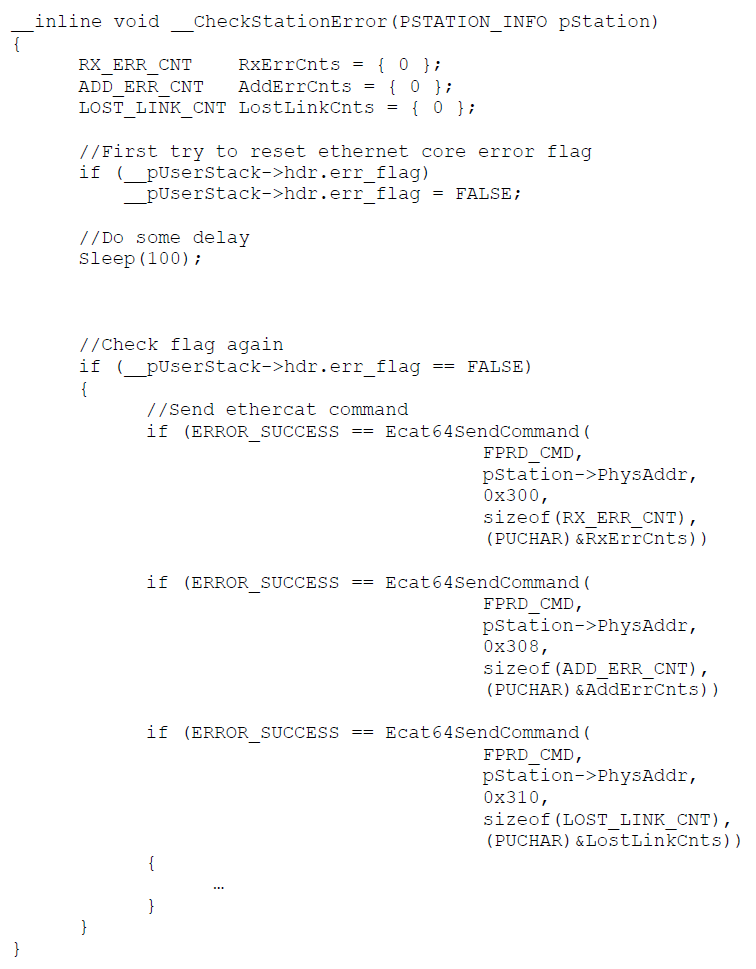 Azyklische EtherCAT-Diagnose mit detaillierter Fehlerzähler-Auswertung des Ethernet-Cores und Stationsstatus